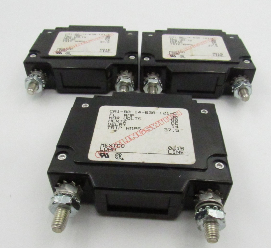3 Carlingswitch CA1-B0-14-630-121-C Fl Amp 30 DC Delay 14 trip 37.5 Breaker