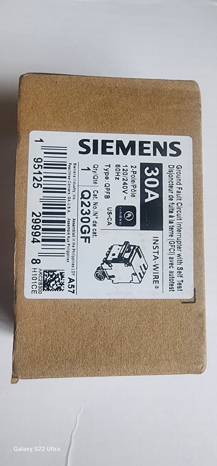 SIEMENS Q230GF 30 Amp 2-Pole Ground Fault Circuit Breaker (GFCI) Circuit Breaker