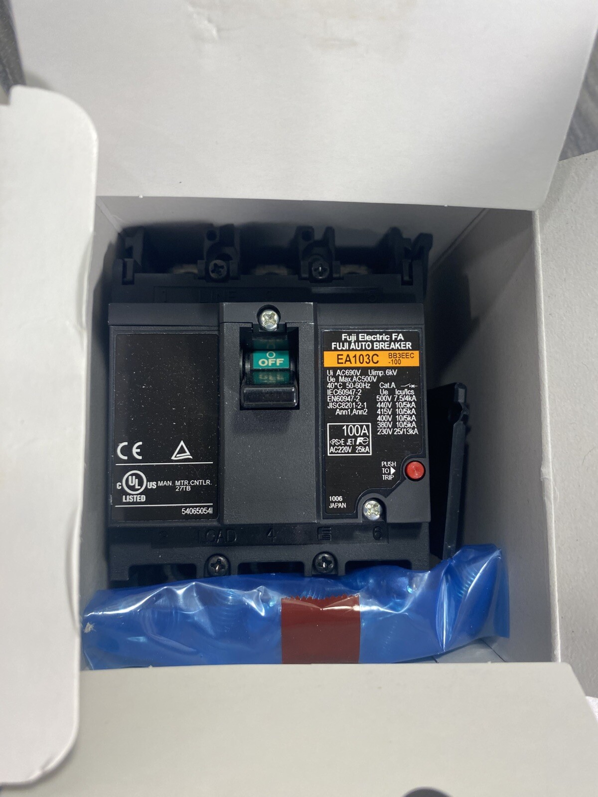 for Fuji Electric EA103C 100A Thermal Magnetic Circuit Breaker 3-P 690VAC -USA