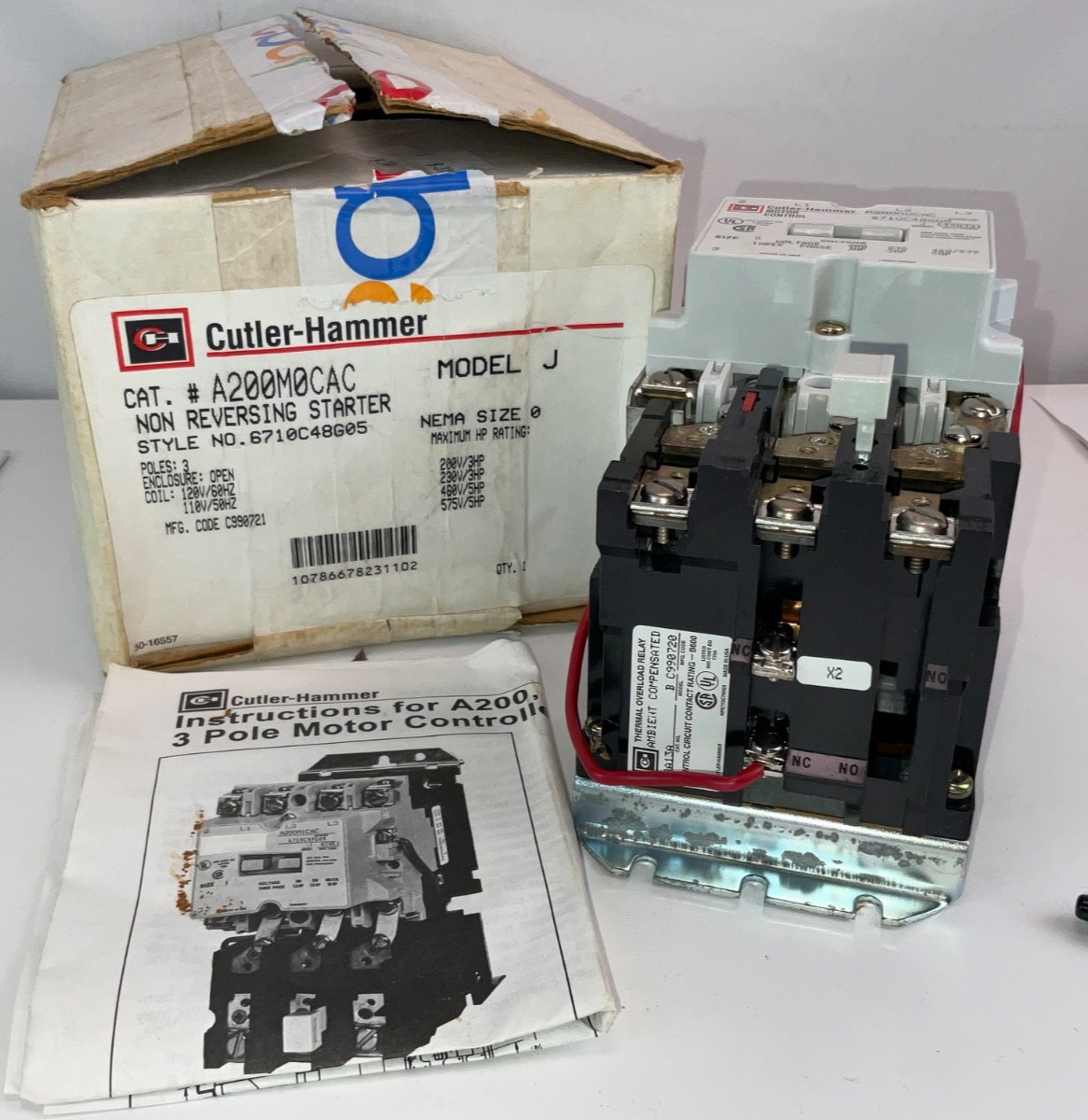 NIB – Eaton – A200M0CAC – Non-Reversing Starter For Motor Control