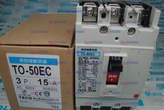 1PCS TECO TO-50EC 3P 15A Fusion-free circuit breaker New