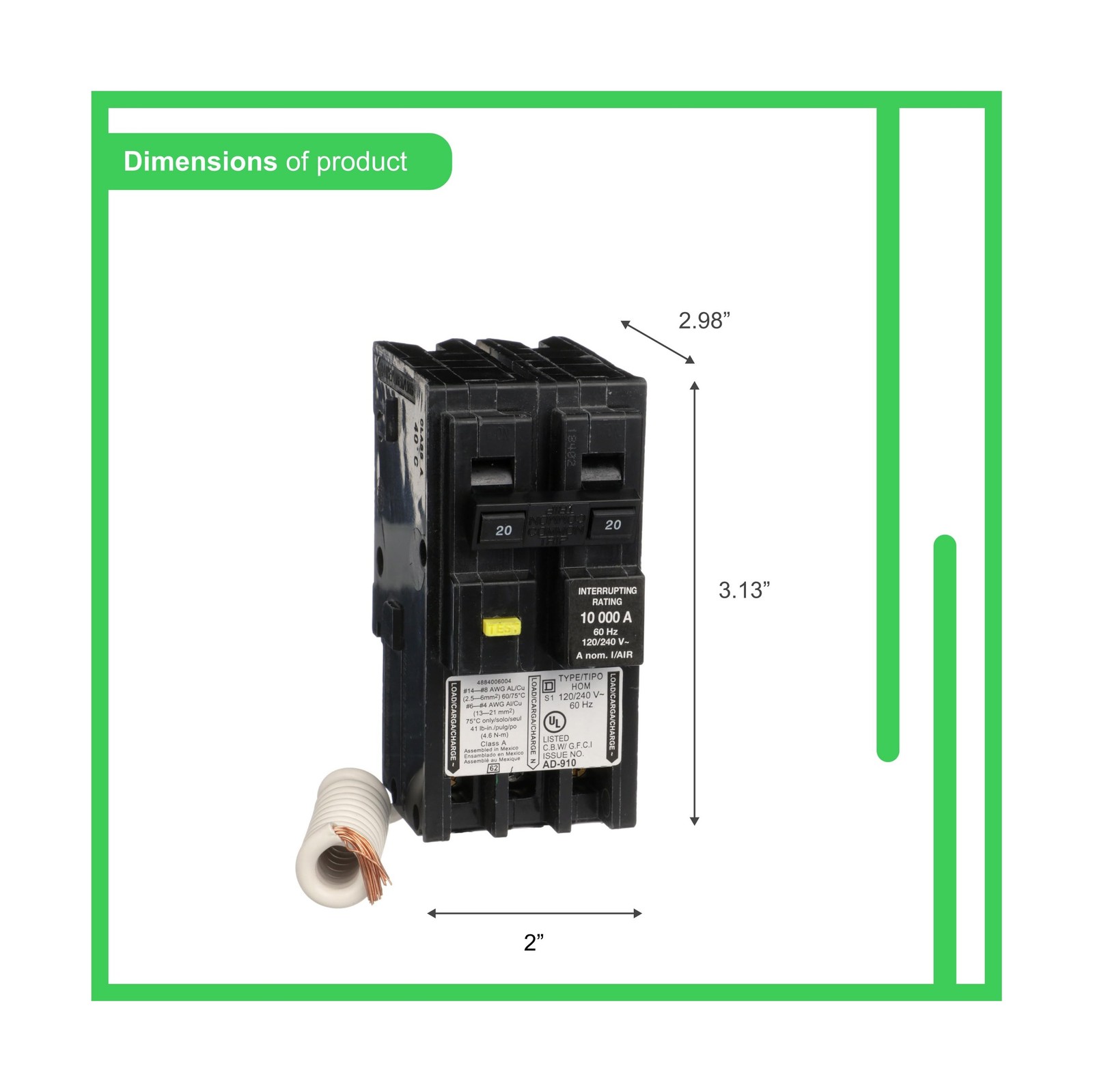 Square D by Schneider Electric Homeline 20 Amp Mini Circuit Breaker, 2 Pole, …