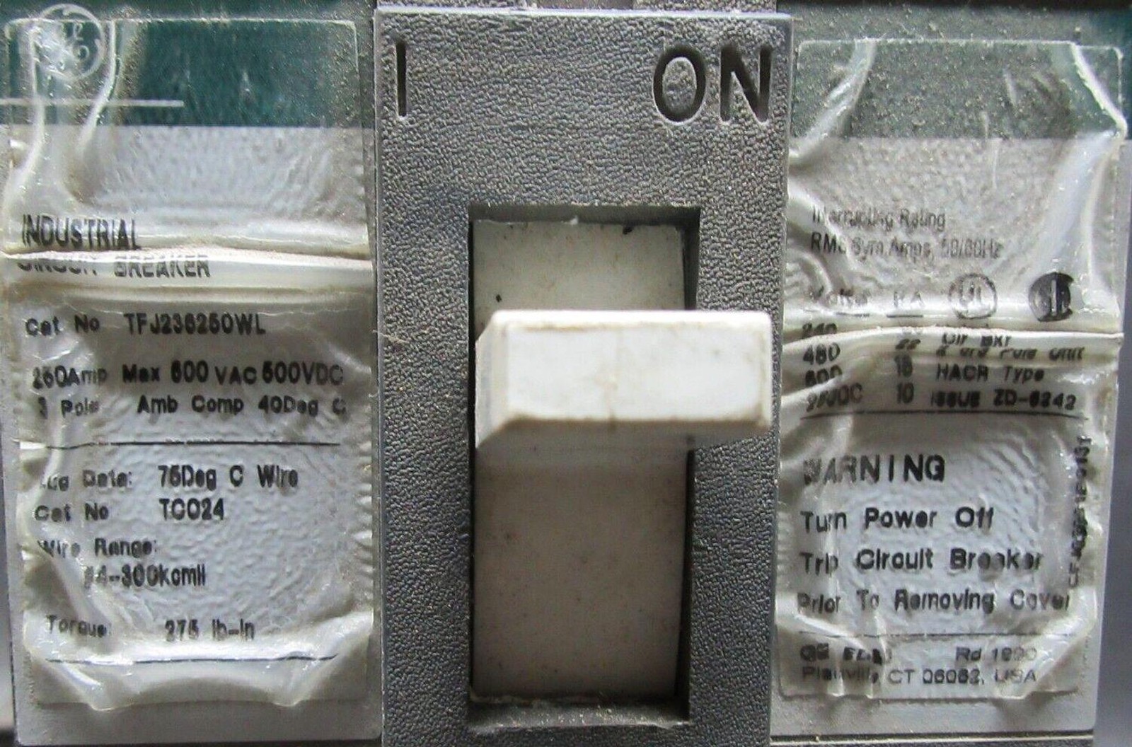 GE CIRCUIT BREAKER TFJ236250WL 250 AMP 600 VAC 3-POLE **WARRANTY INCLUDED**