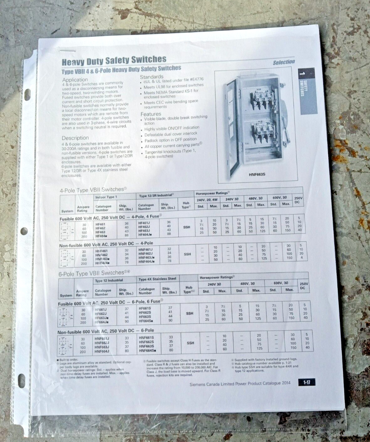 Siemens HNF662J HD Enclosed Non-Fusible, LV Safety Switch, 60A, 600V, 6P, N3R