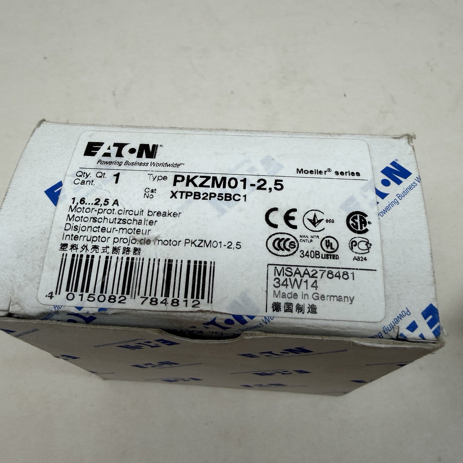 Eaton GENUINE PKZM01-2,5 Motor Protection Circuit Breaker XTPB2P5BC1