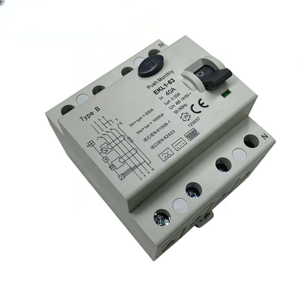 EKL1-63B 4P 30mA B Type RCD RCCB AC DC 10KA 400V ELCB Circuit Breaker Price