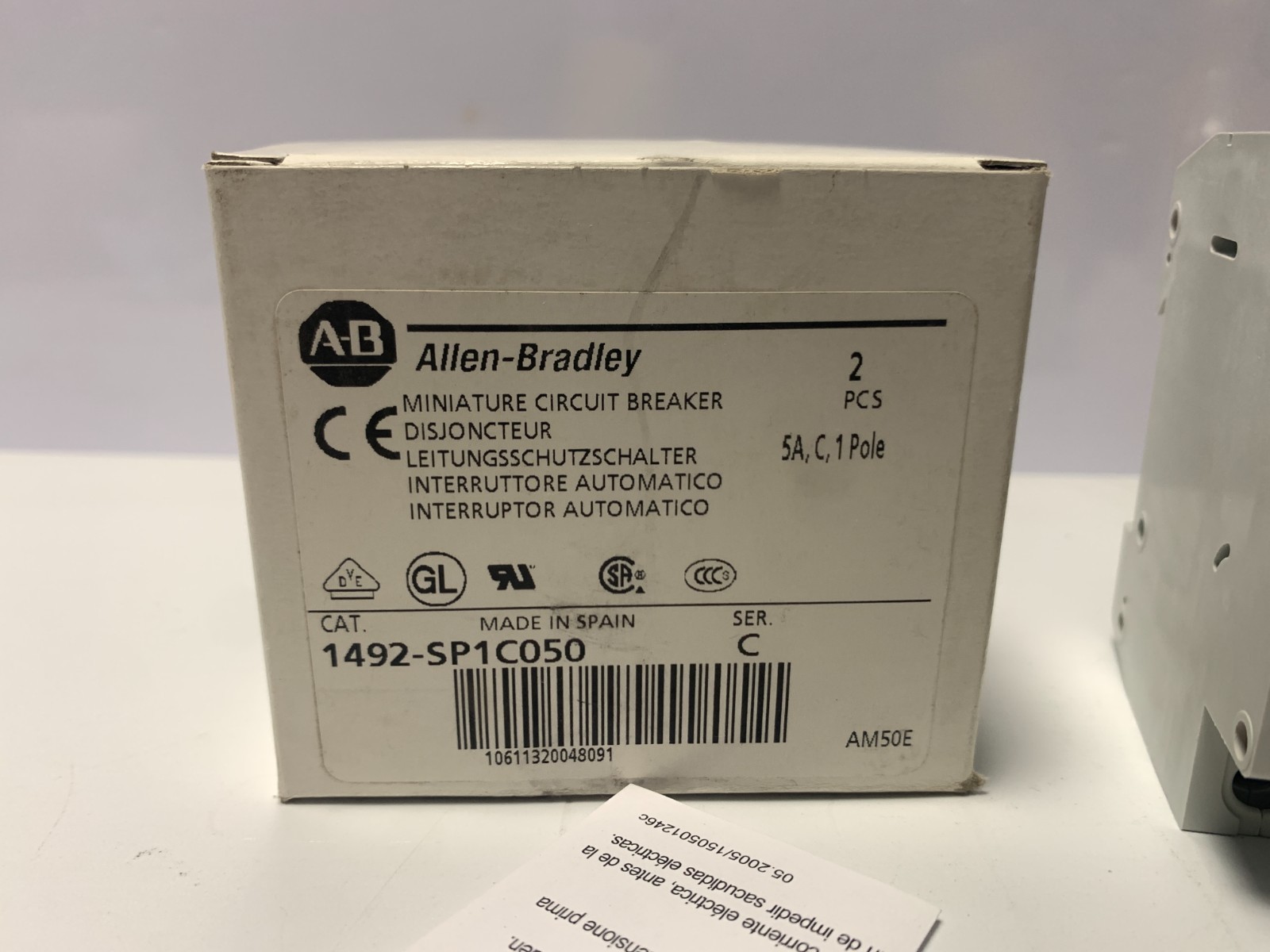 New 2pk Allen-Bradley 1492-SP1C050 Miniature Circuit Breaker 5A C Curve 1-Pole