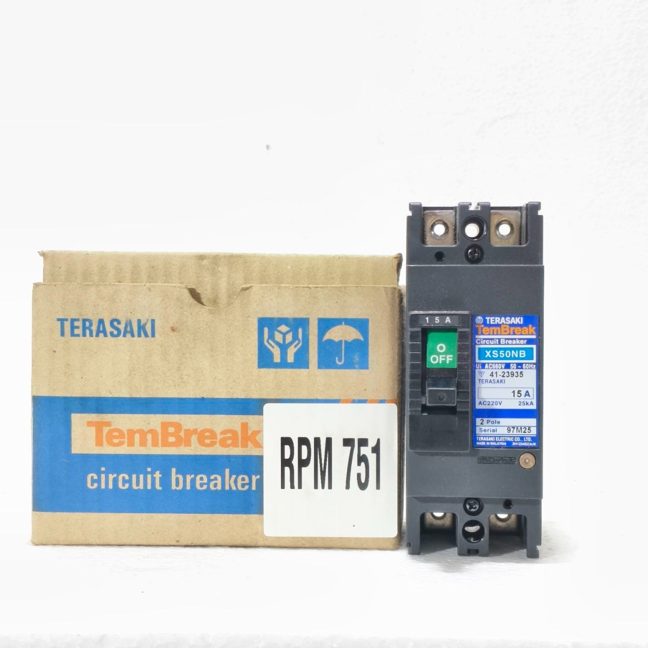TERASAKI TEMBREAK XS50NB CIRCUIT BREAKER 3-POLE 15A 240VAC-660VAC