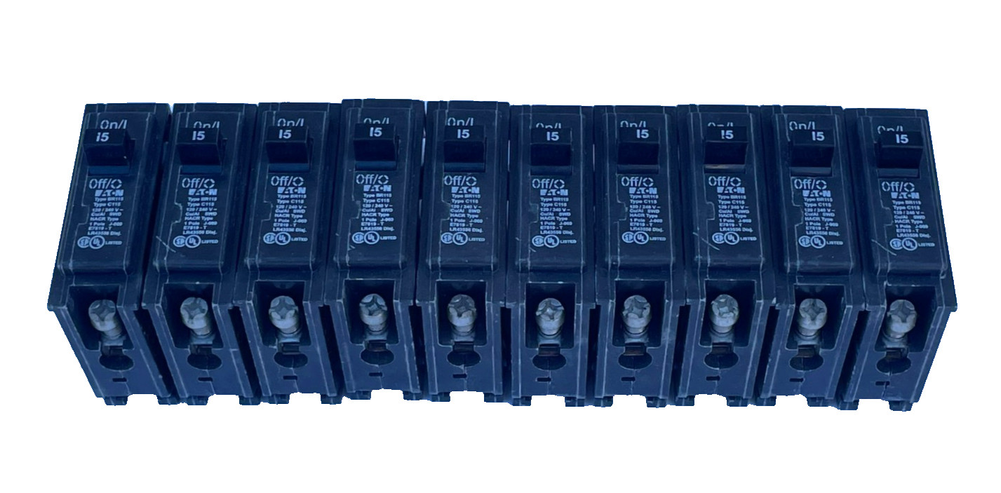 Eaton BR115 C115 Circuit Breaker 15 Am 1 Pole 120/240V (Lot of 10)