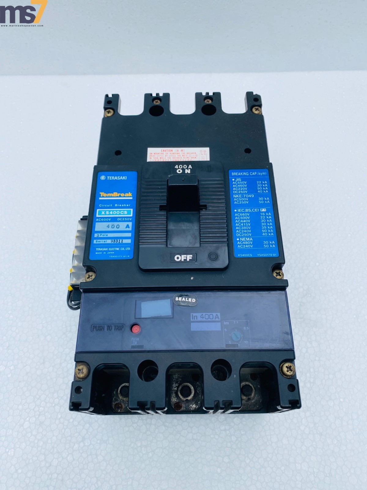 TERASAKI ELECTRIC CO.LTD XS400CS TEMBREAK CIRCUIT BREAKER 400A 600VAC 3P -NEW #3