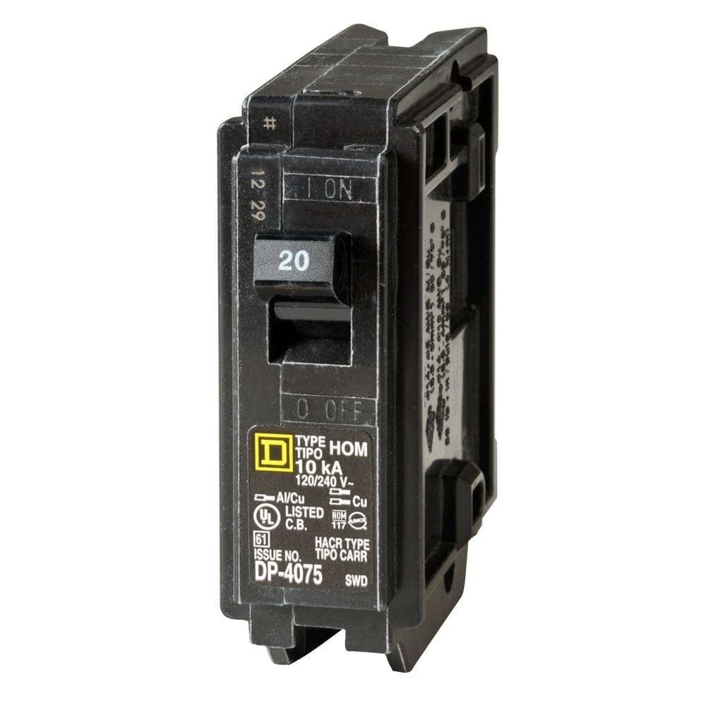 Homeline 20 Amp One-Pole Circuit Breaker HOM120CP, Square D Breakers 120/240 VAC
