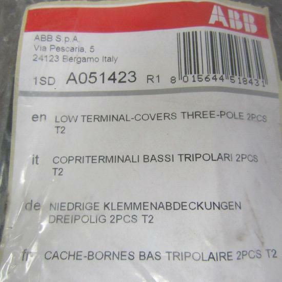ABB 1SD A051423 R1 LOW TERMINAL FRONT COVERS THREE POLE 2 PCS T2