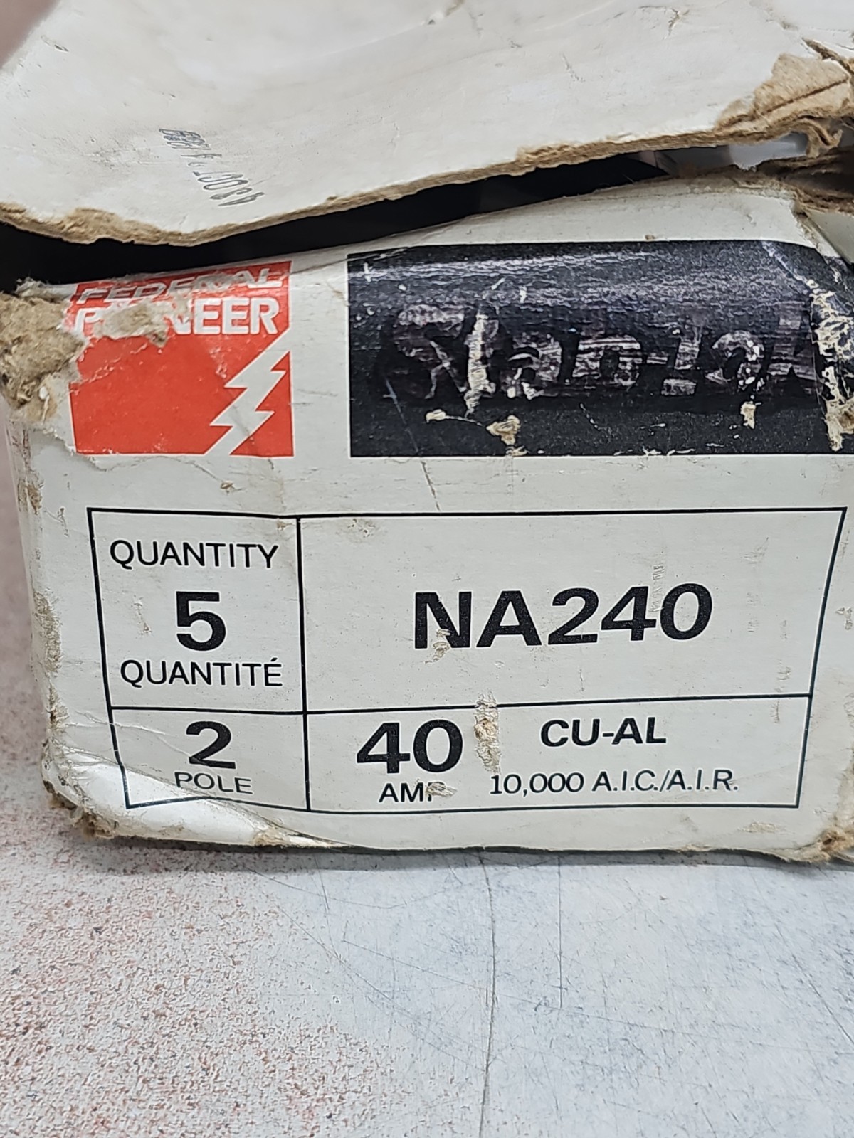 1) New Old Stock FEDERAL PACIFIC 40 AMP STAB-LOK CIRCUIT BREAKER 2P 120V NA240