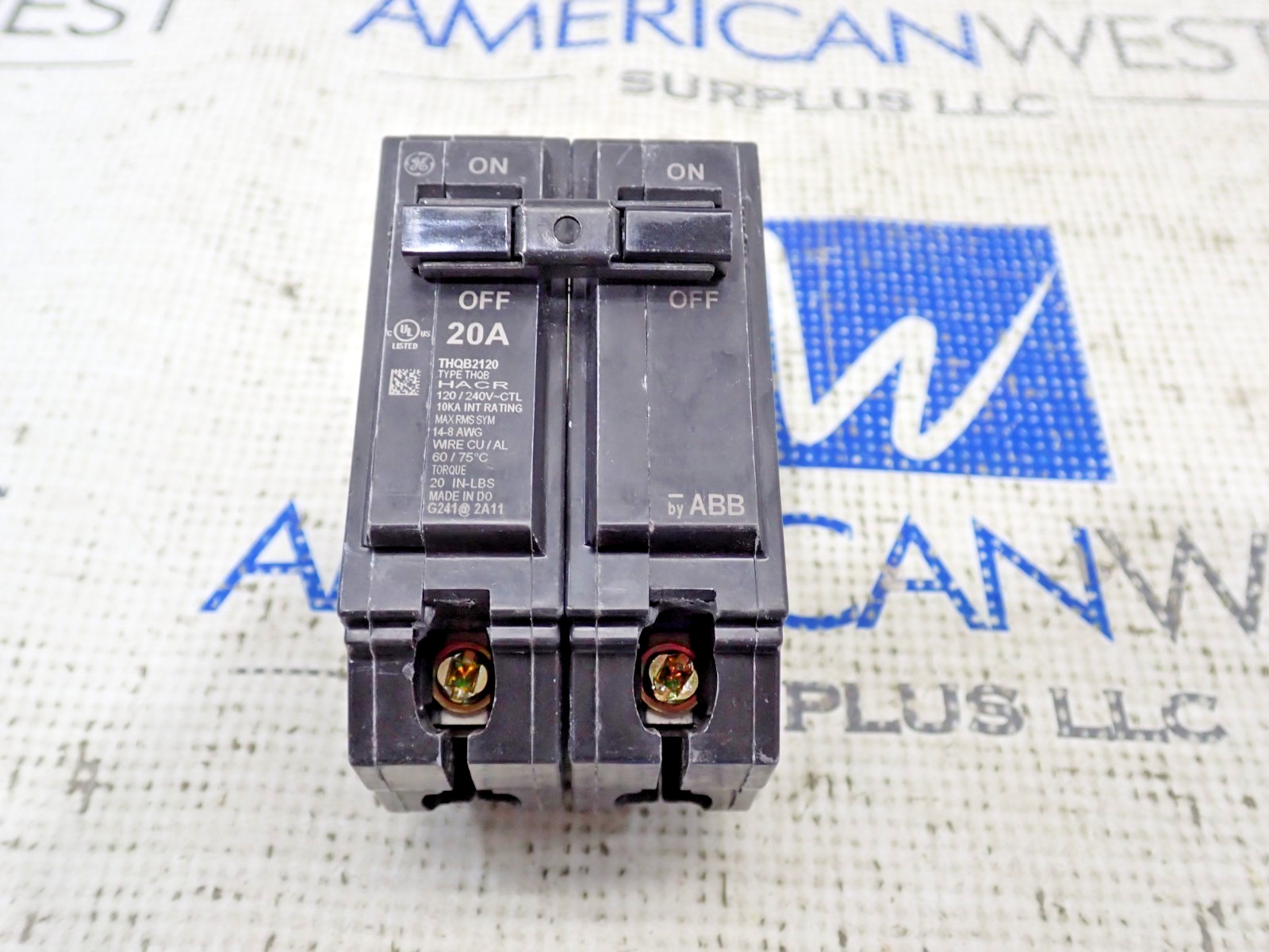 GE THQB2120 20 Amp 2 Pole 120/240 Volt Bolt On Circuit Breaker New Take Out