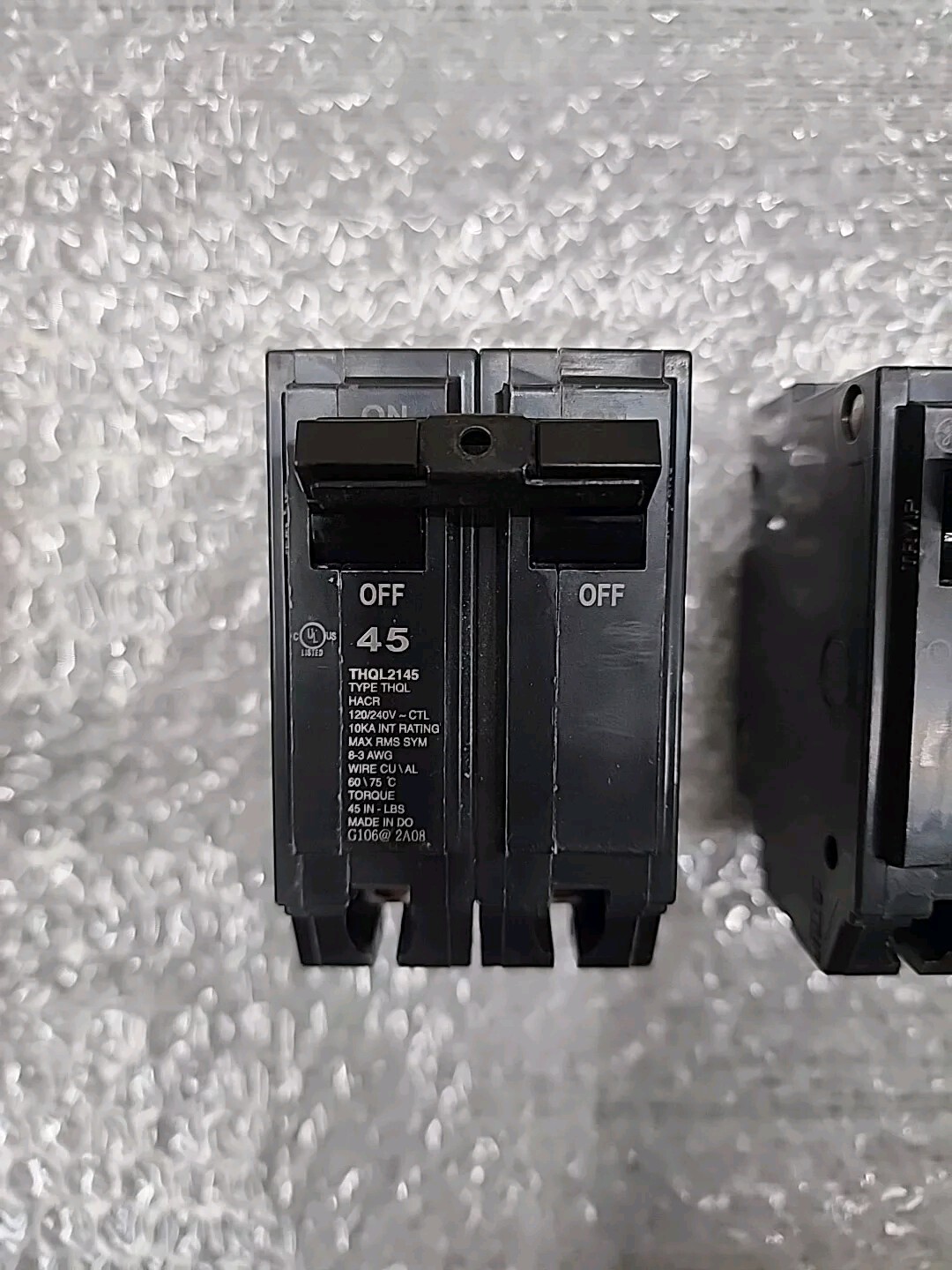 Lot of 2 GE THQL2145 Circuit Breaker 2P 45A 120/240V ( NEW )