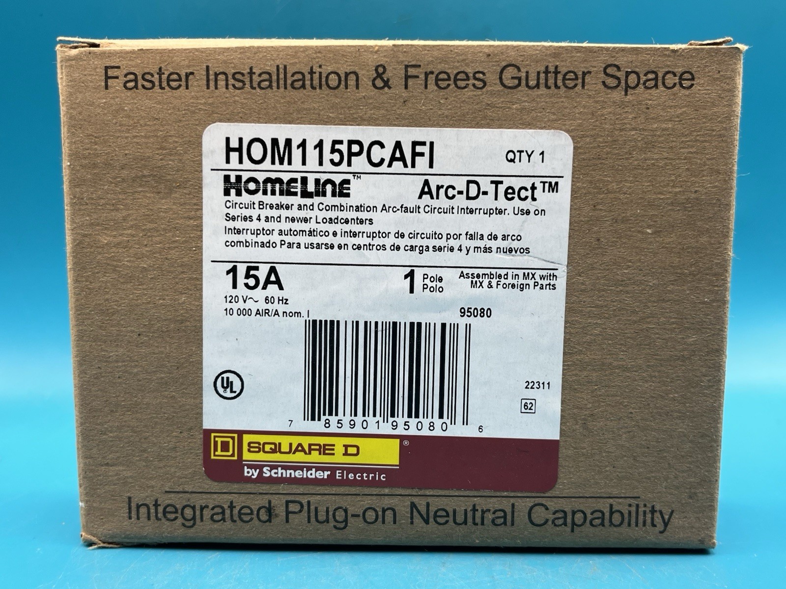 Square D Homeline 1 Pole 15A 120VAC Mini Circuit Breaker – HOM115PCAFI