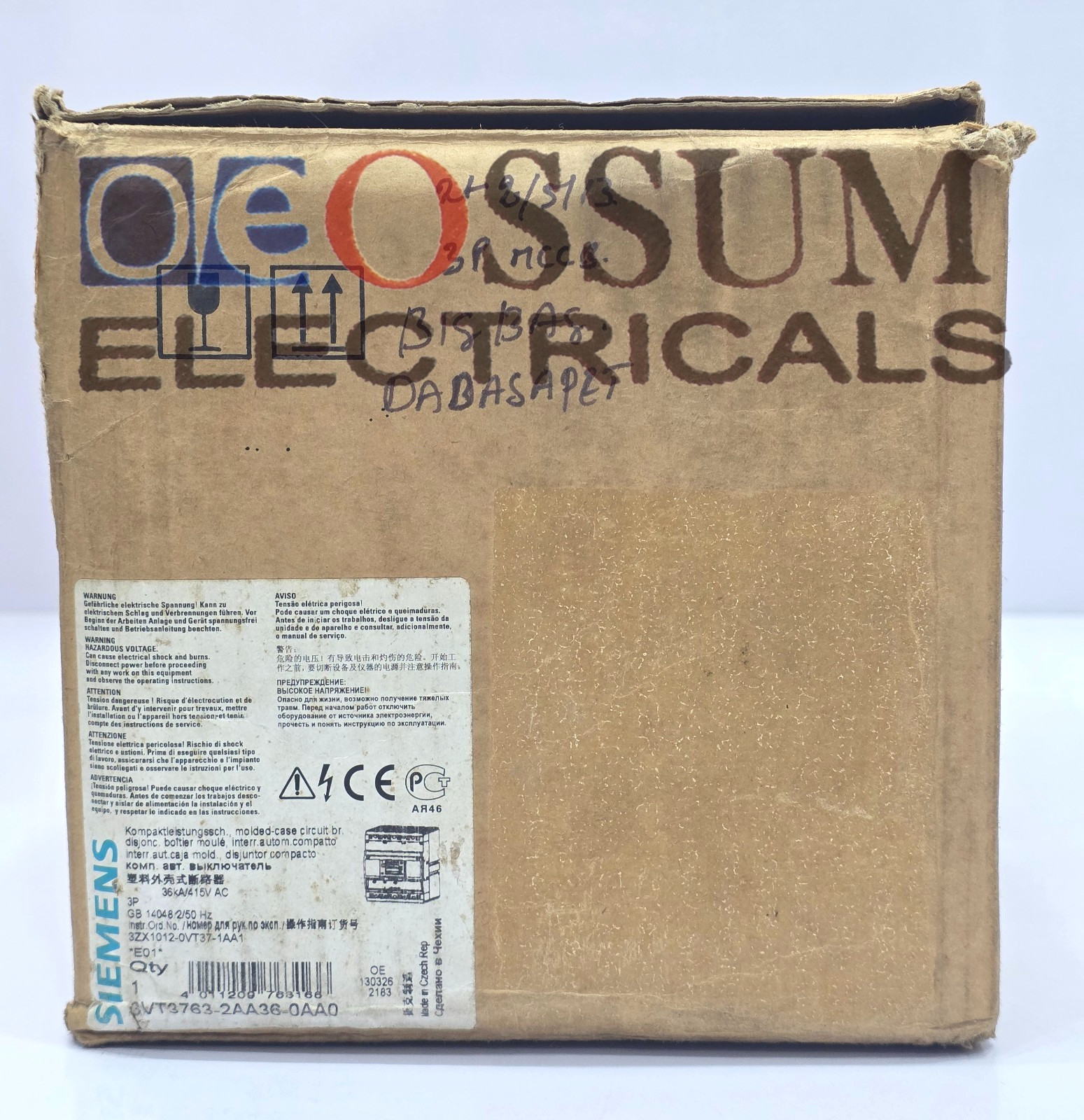 SIEMENS 3VT3763-2AA36-0AA0 MOLDED CASE CIRCUIT BREAKER 3 POLE