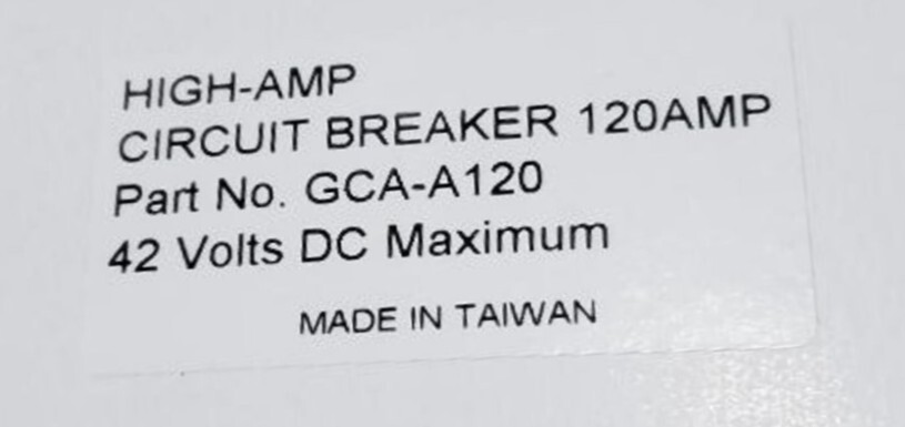 GCA-A120 12V RV CAMPER WATERPROOF HI AMP CIRCUIT BREAKER 120A 42VDC MAX
