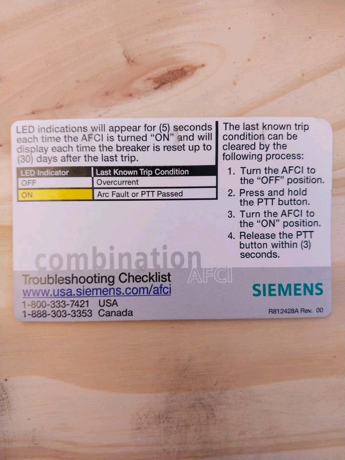 Siemens QA120AFCN QA120AFCN 20A 1-Pole AFCI Circuit Breaker 120