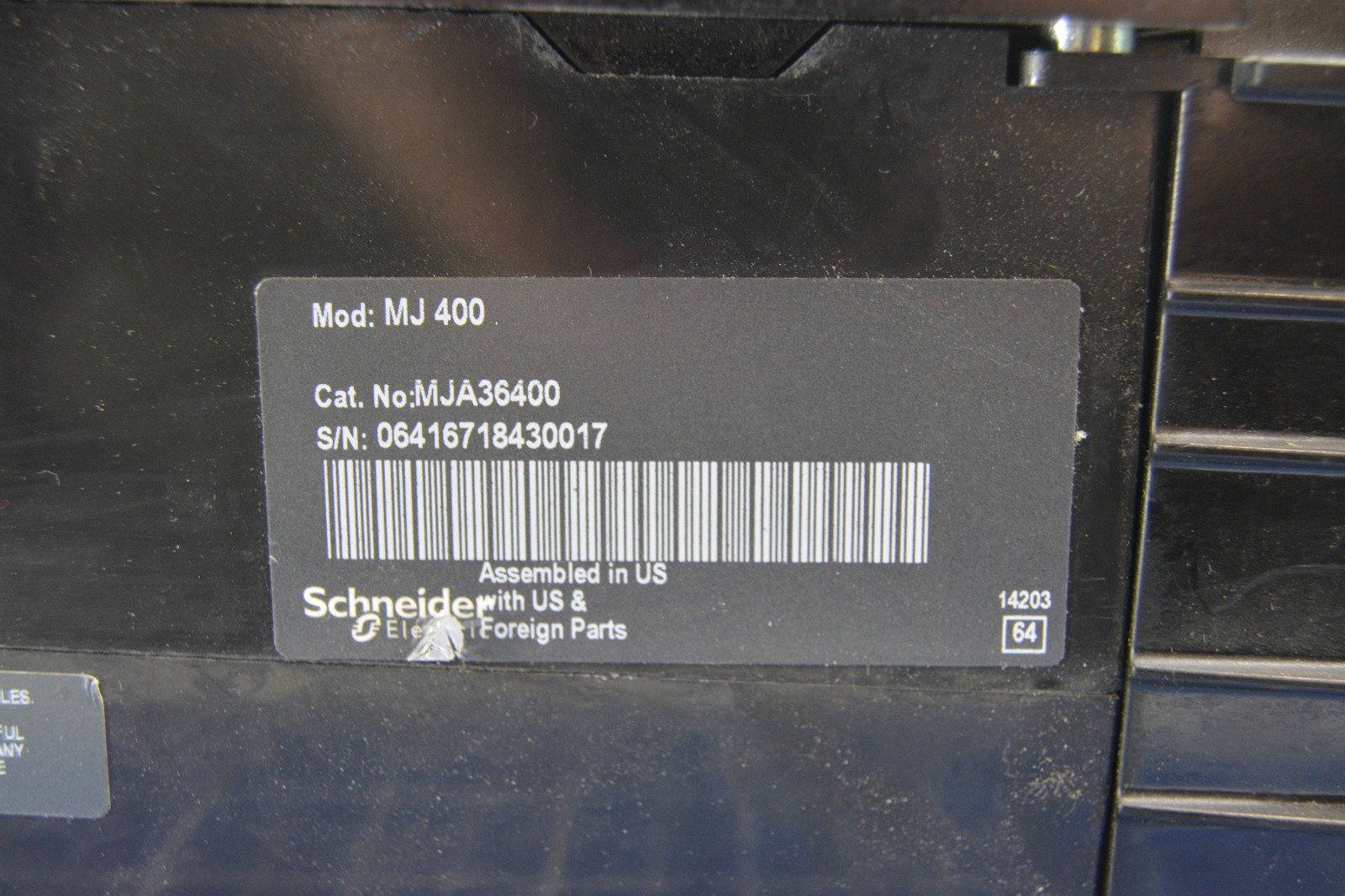 MJA36400 / POWERPACT CIRCUIT BREAKER MODEL MJ 400 / POWER PAC INC