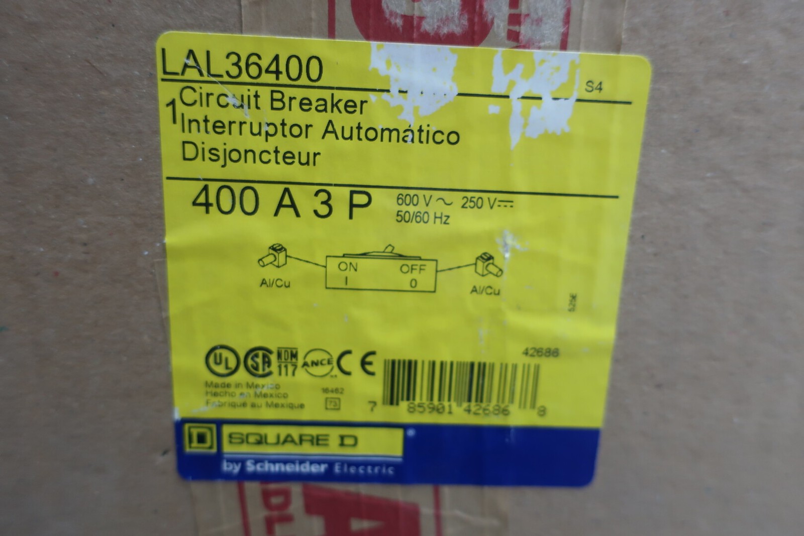 Schneider Square D LAL36400 Molded Case Circuit Breaker 600v-ac 3p 400a Amp