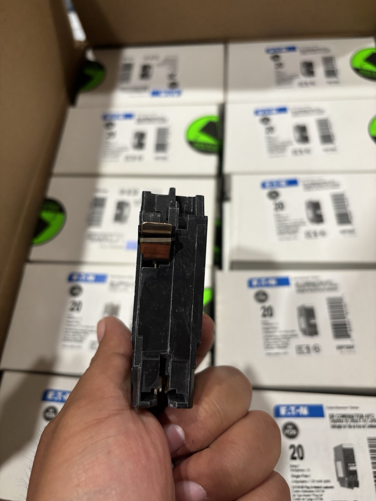 Eaton BRP120AF 20A 120V 1-Pole Plug-On Neutral AFCI Breaker Test Button