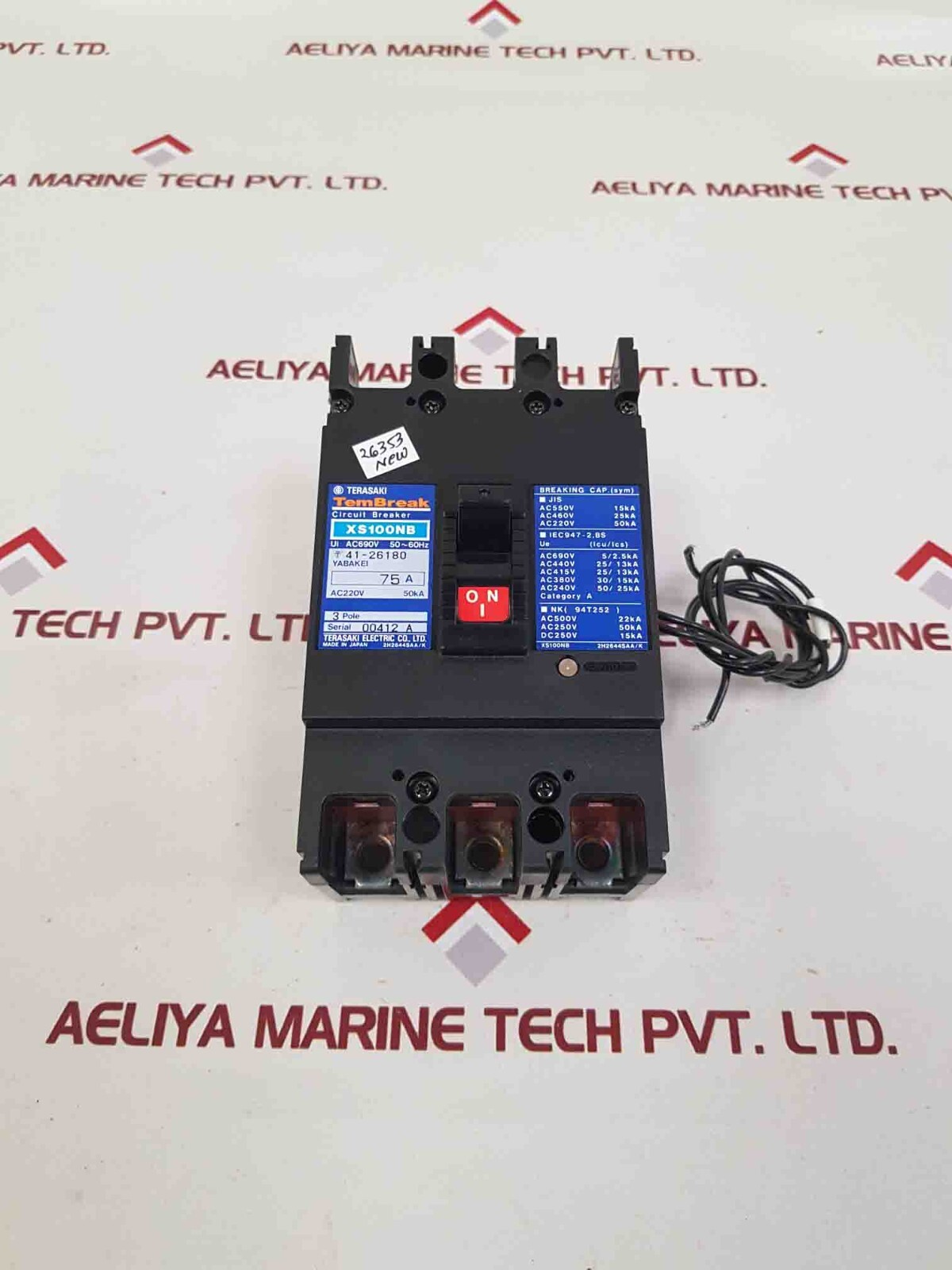 Terasaki XS100NB 3-Pole Circuit Breaker 75Amp 100-115v 50/60hz