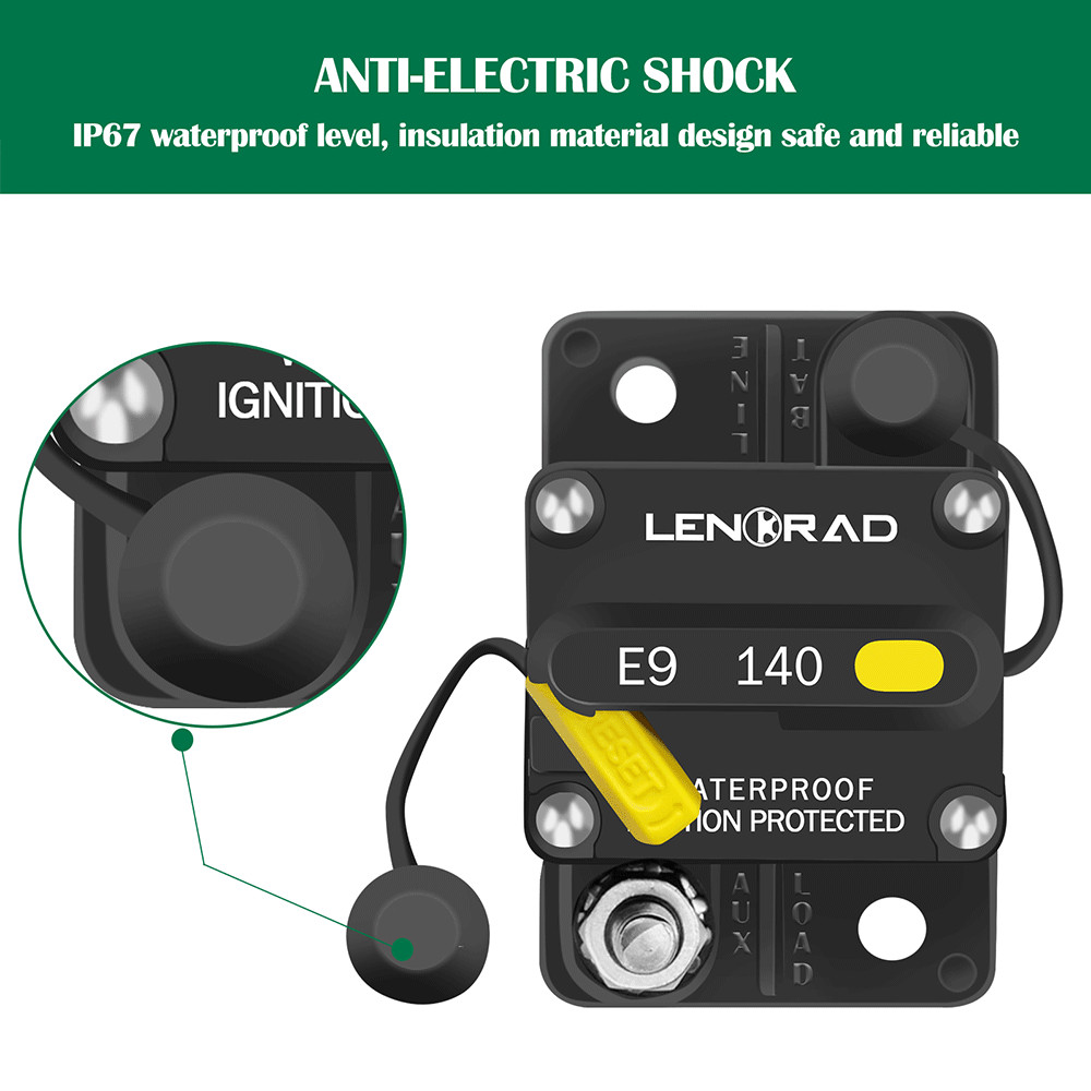 140A Amp Waterproof Circuit Breaker Auto/Marine/Solar 12-48V DC Manual Reset