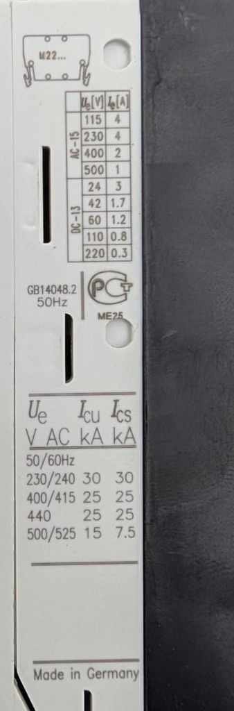 Moeller NZM B1 IEC/EN 60947 DIN VDE 0660 3 Pole Compact Circuit Breaker
