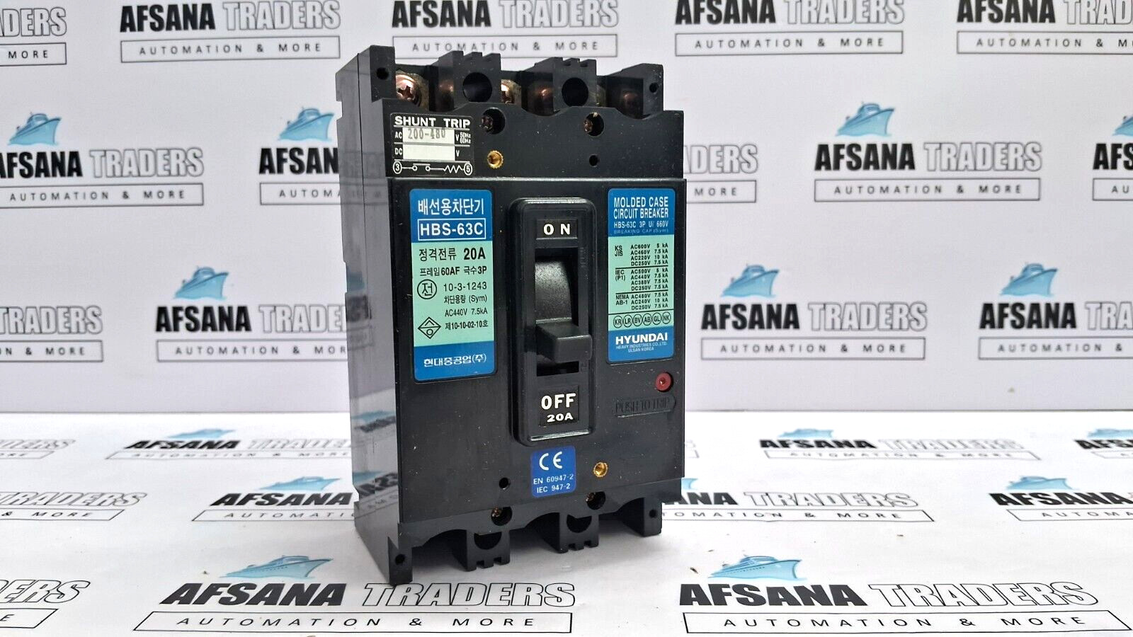 Hyundai Hbs-63C Molded Case Circuit Breaker 3P 20A