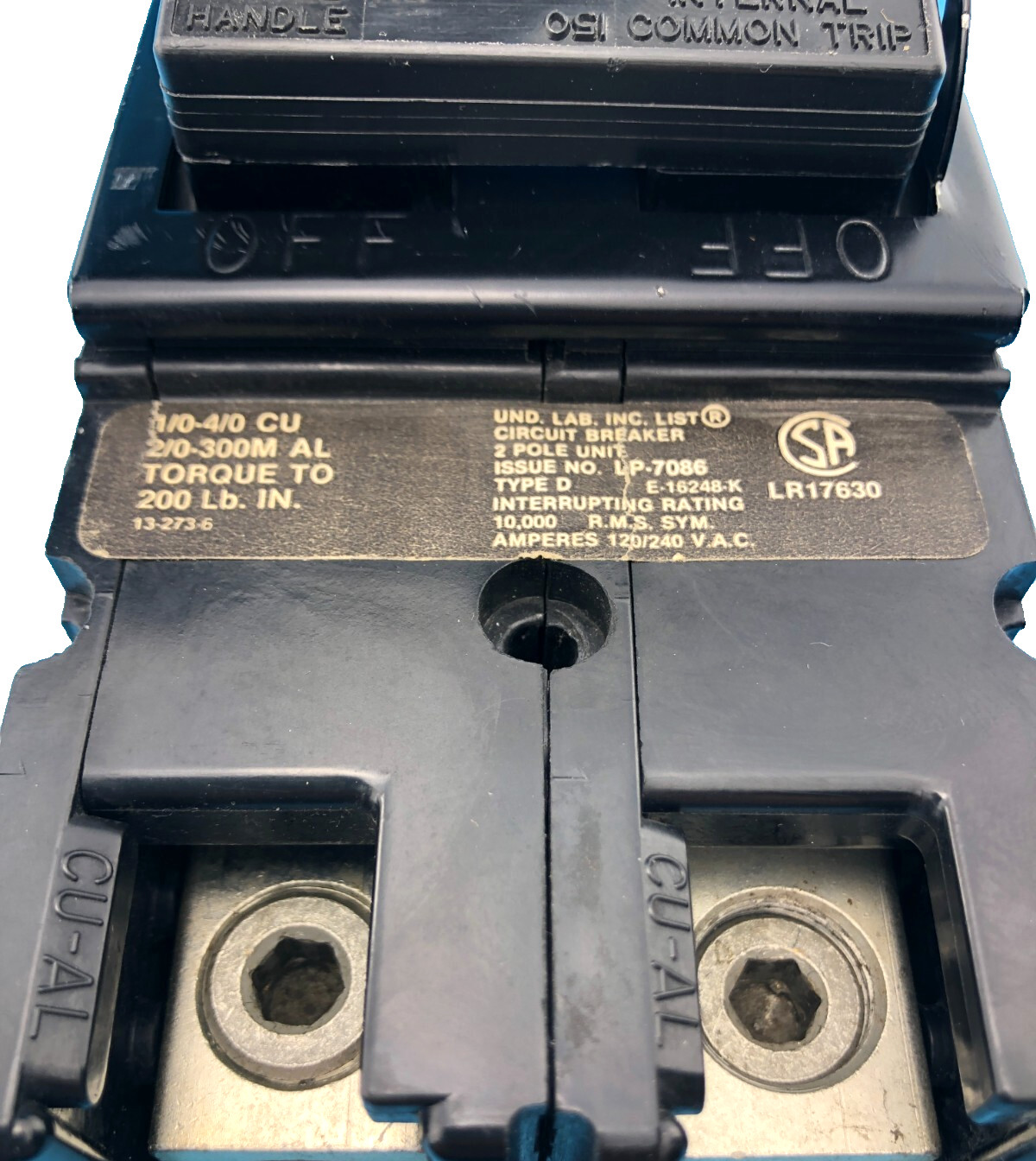 Zinsco QFB24 150 Amp 2 Pole Circuit Breaker Type D GTE Sylvania Challenger 240V