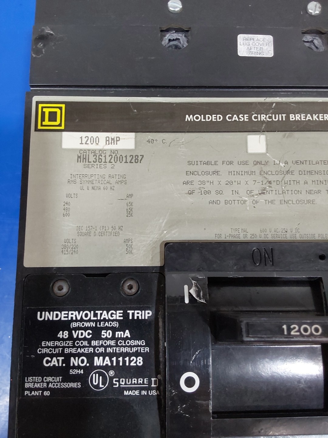 Square D MHL3612001287 Molded Case Circuit Breaker ~1200 Amp