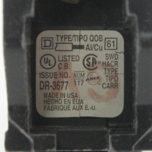 Square D QOB120 Yellow D, White # Circuit Breaker (Lot of 5)