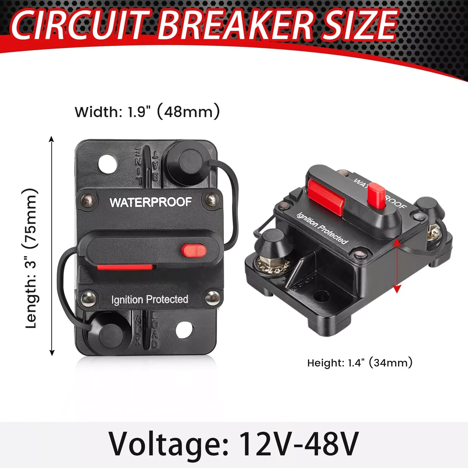 40 AMP Car Circuit Breaker w/Manual Reset Switch Inline Fuse Holder Inverter