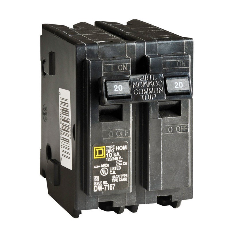 Square D HOM220CP Double-Pole Standard Trip Circuit Breaker 20A 120/240V