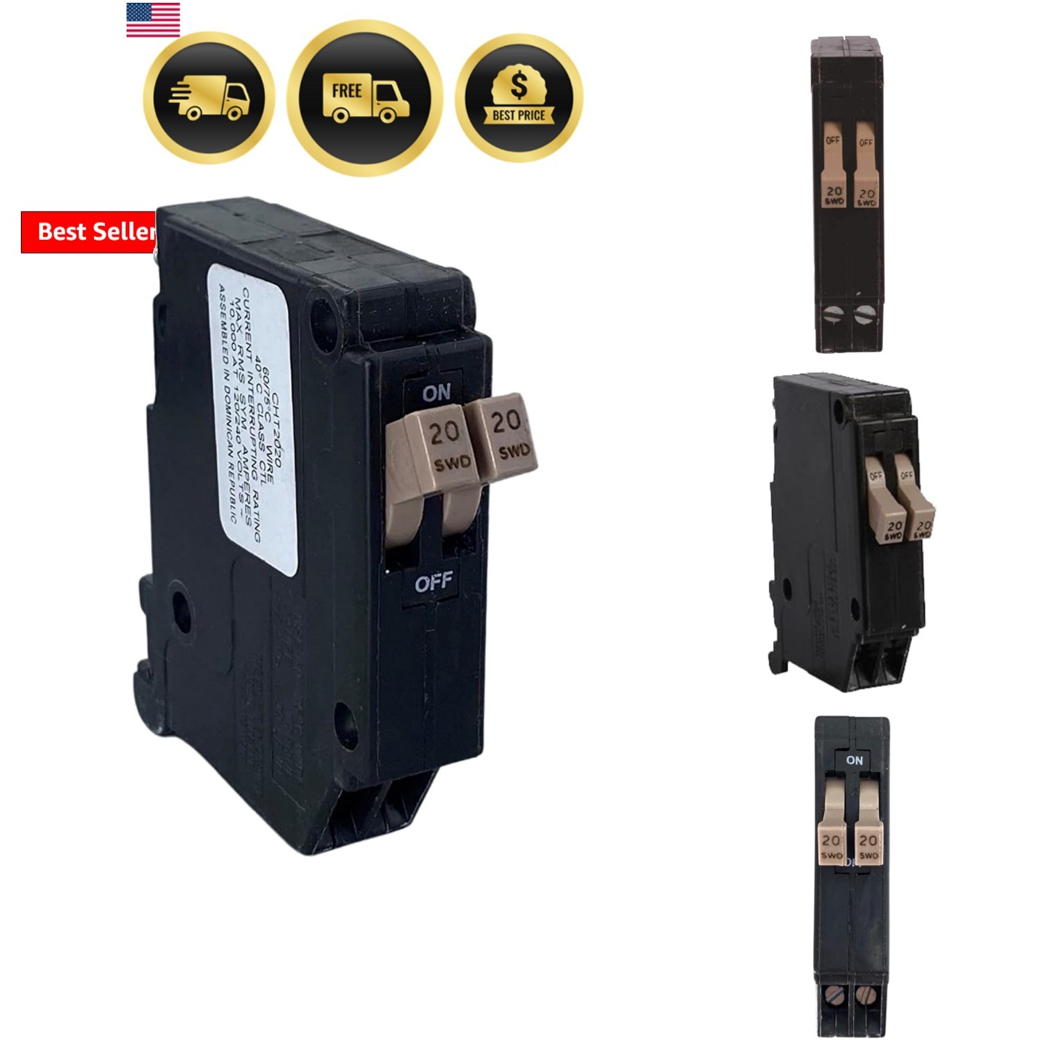 CH 2-20 AMP 1-Pole Tandem Circuit Breaker