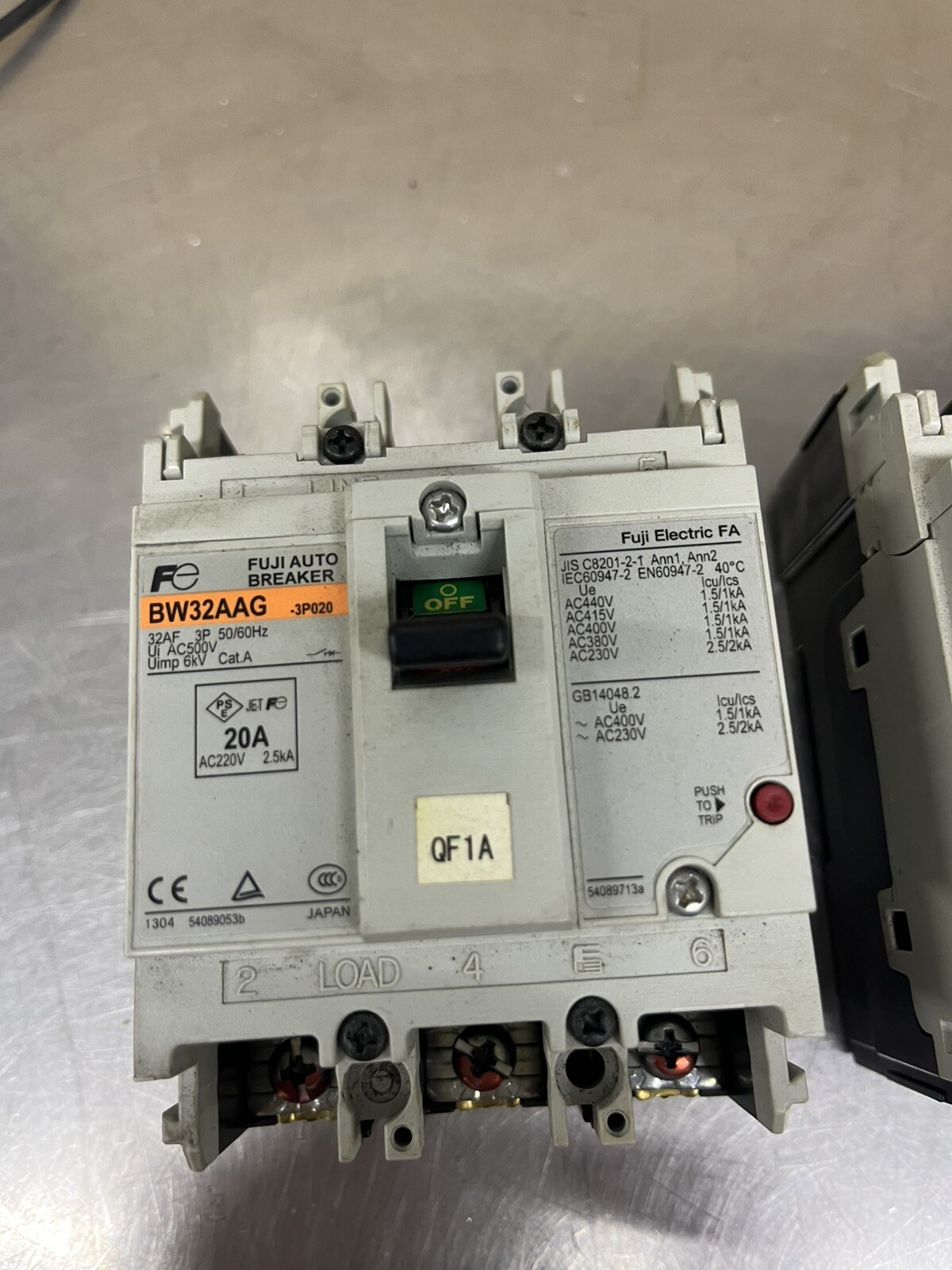 Lot Of 2 Fuji Electric BW32AAG Auto Breaker 3 Pole 20 Amp 3P020 Made In Japan