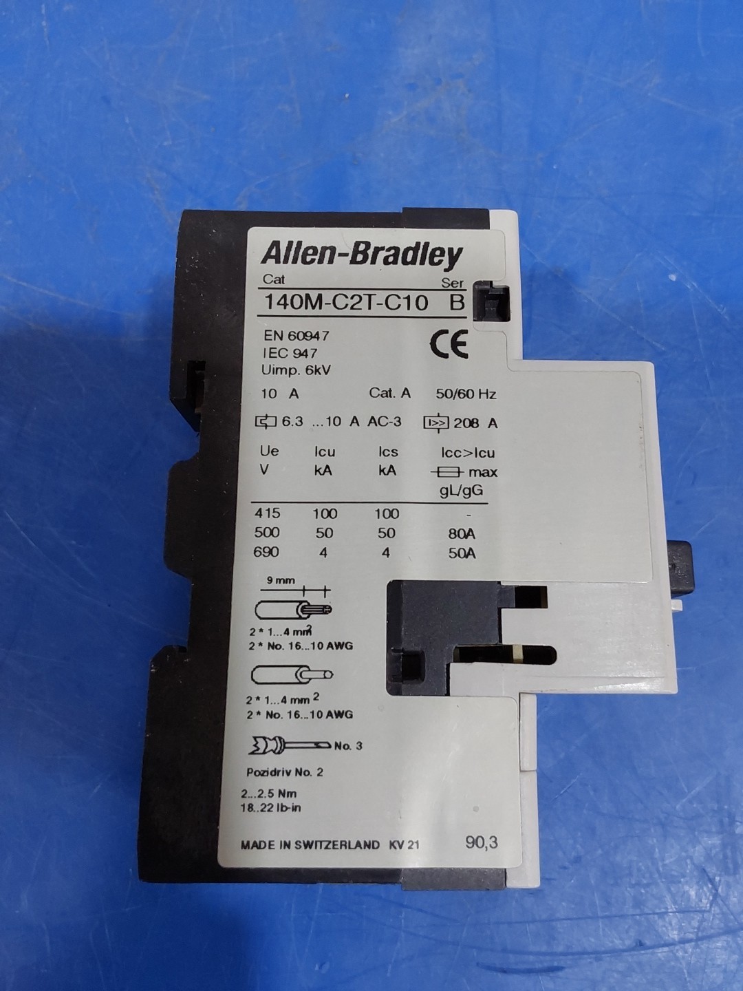 Allen-Bradley 140M-C2T-C10 Circuit Breaker, Ser B, 6.3-10A