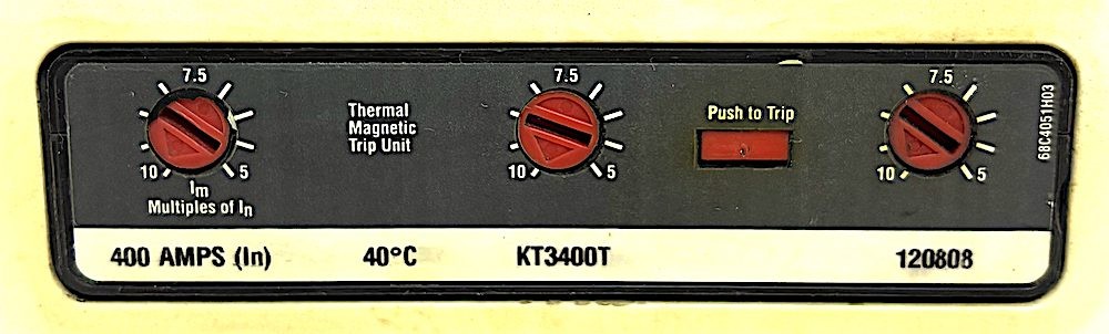 Eaton KD3400F 3 Pole 400 Amp 600 Vac Circuit Breaker400 Amp Trip Unit