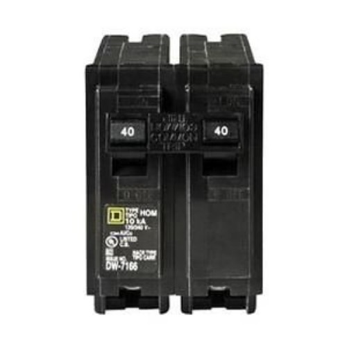 Square D Plug-In Mount Standard Miniature Circuit Breaker 2-Pole 40 Amp 120/2…