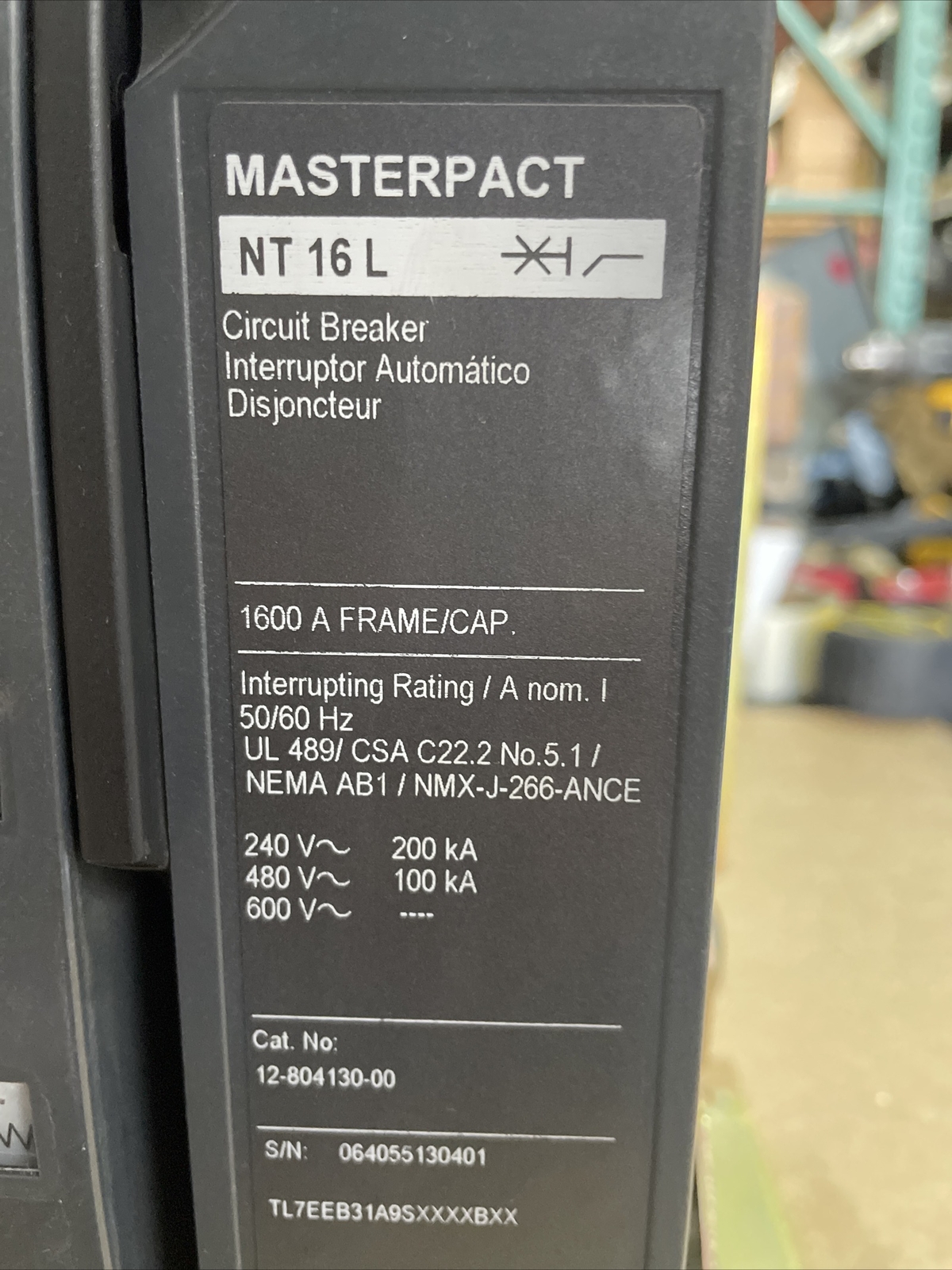 SQUARE D NT16L 1600 A FRAME 3P 480-600 VAC CIRCUIT BREAKER 1 year warranty