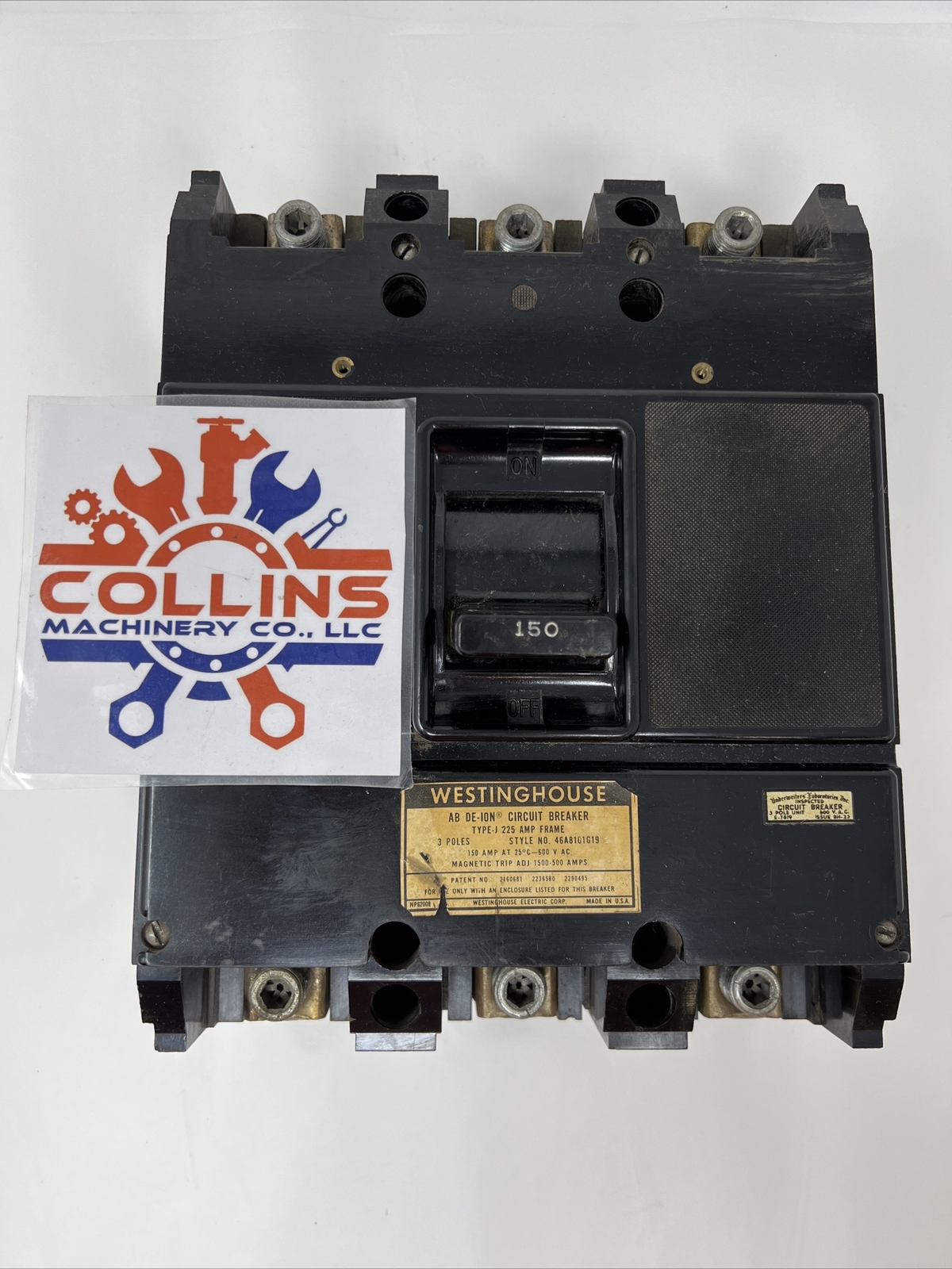 Westinghouse 46A8101G19 AB De-Ion Circuit Breaker, 3 Pole, 150 Amp, Used