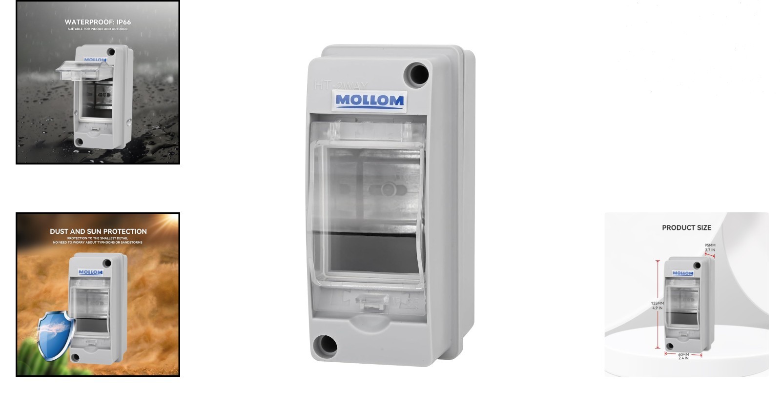 2 Way MCB Circuit Breaker Box Waterproof for Indoor Outdoor Use