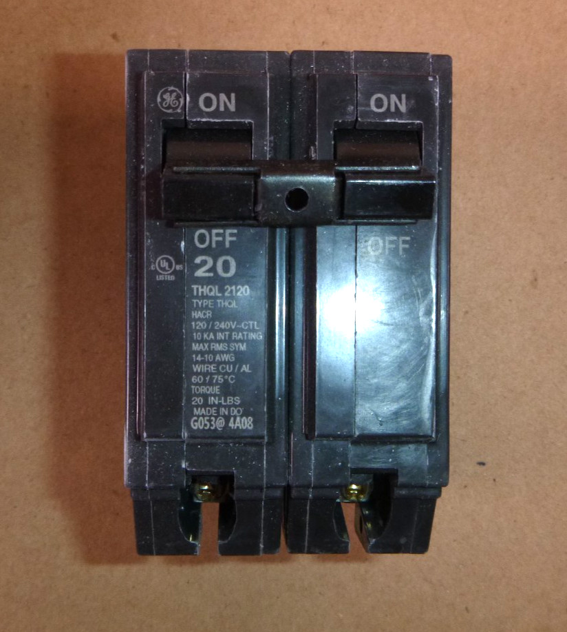 THQL2120 G.E. 20-Amp 2-Pole 120/240VAC Circuit Breaker (Lot of 5) New In Box
