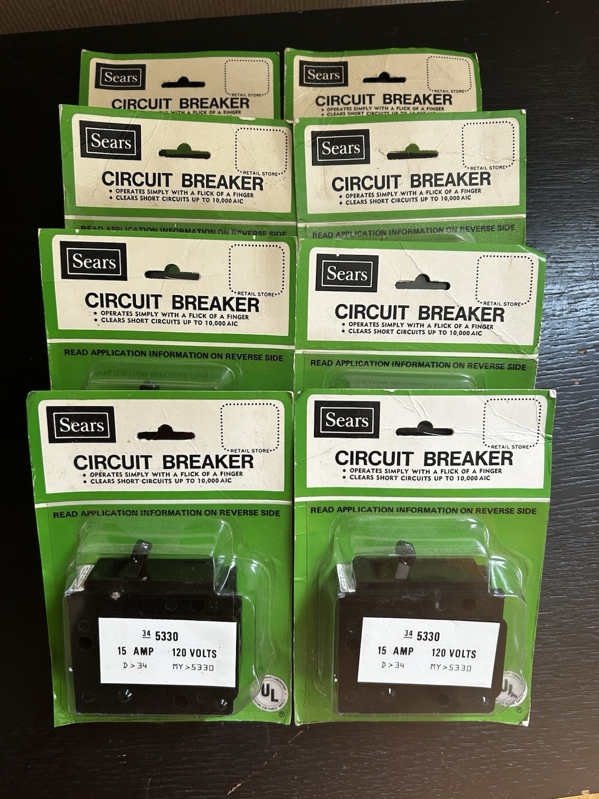 Vintage Sears 15 Amp 120 Volts Circuit Breakers Lot of 8 NIB