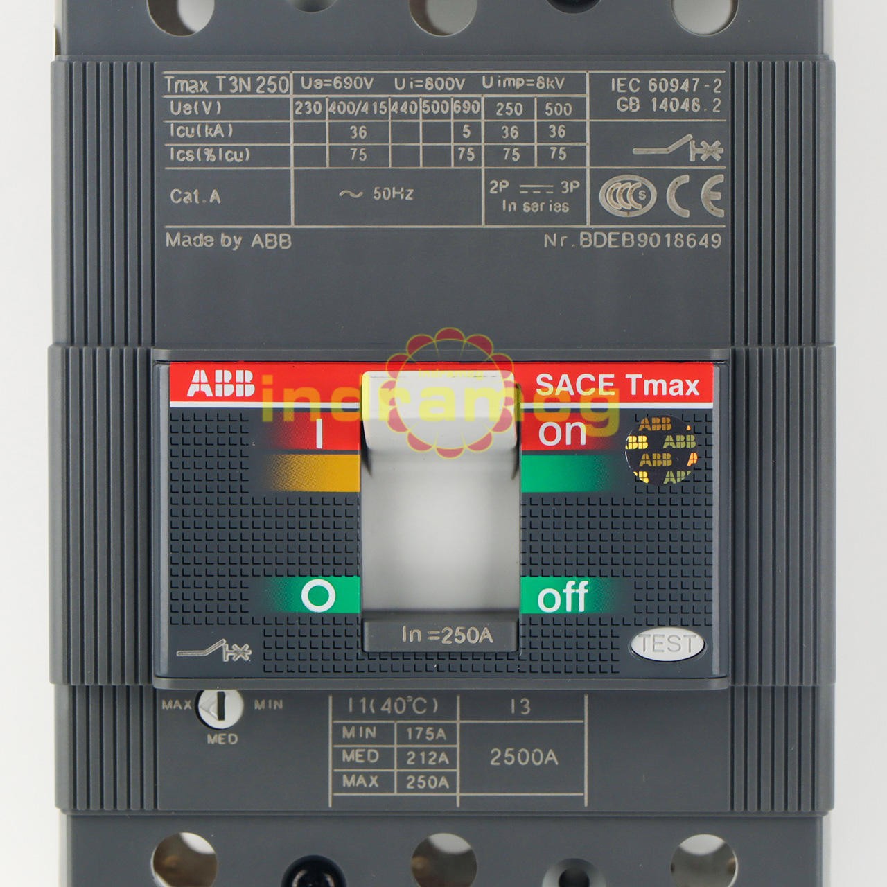 1PCS New ABB TMAX T3N250 TMD250/2500 FF 3P 250A 1SDA051247R1 Circuit Breaker