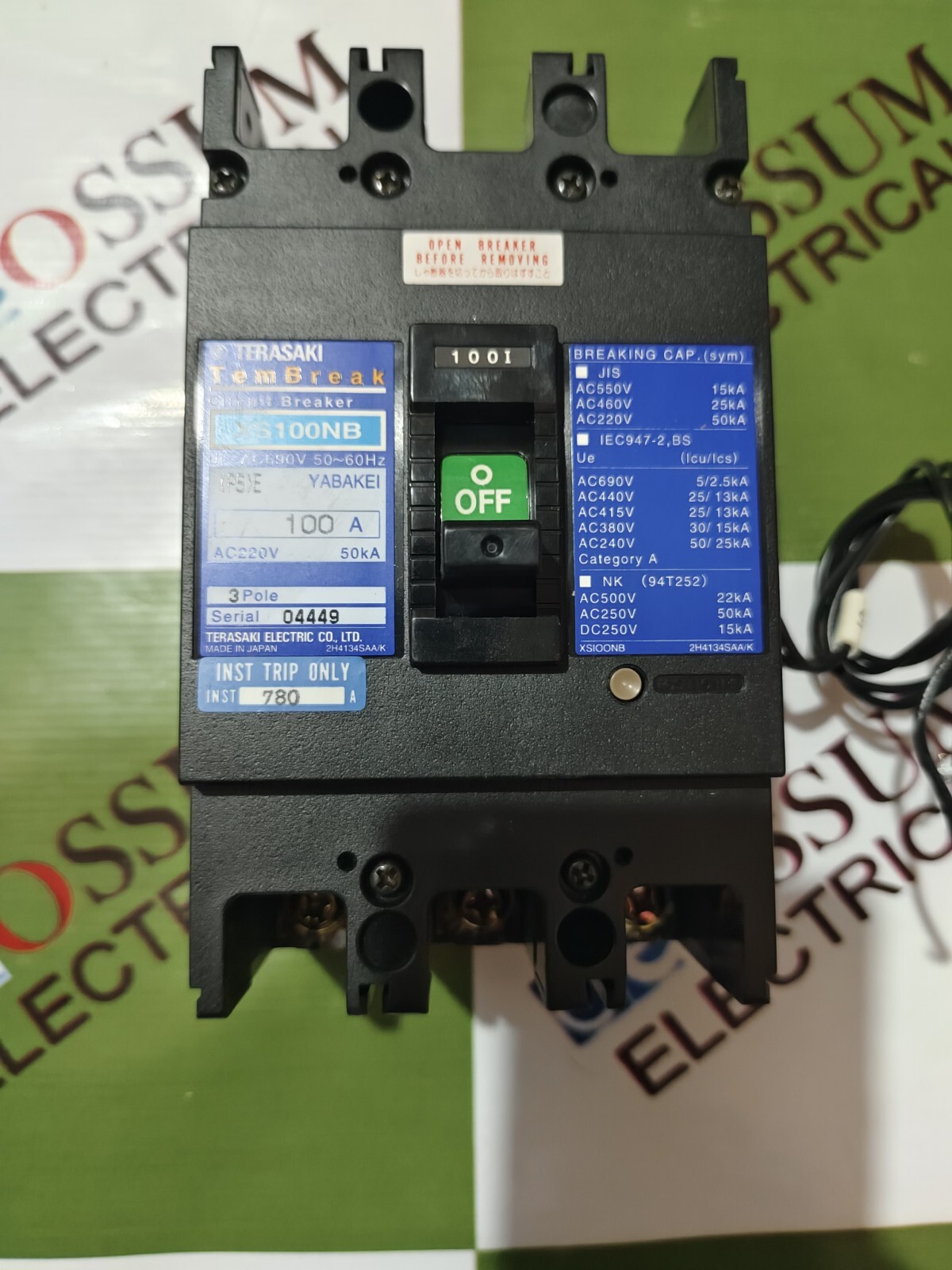 TERASAKI TEMBREAK XS100NB CIRCUIT BREAKER 100A 440VAC 25KA FREE FAST SHIPPING