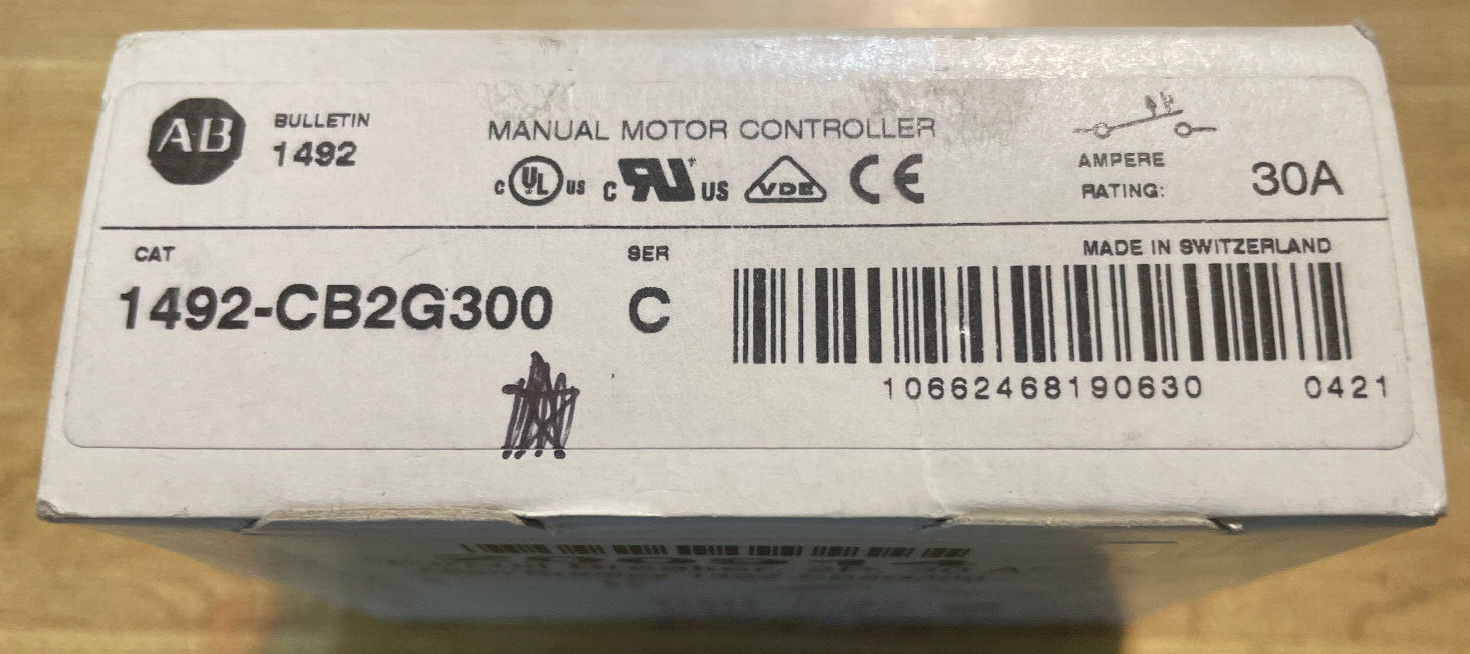 Allen Bradley 1492-CB1G300, Ser. C, 30 Amp, Manual Motor Controller