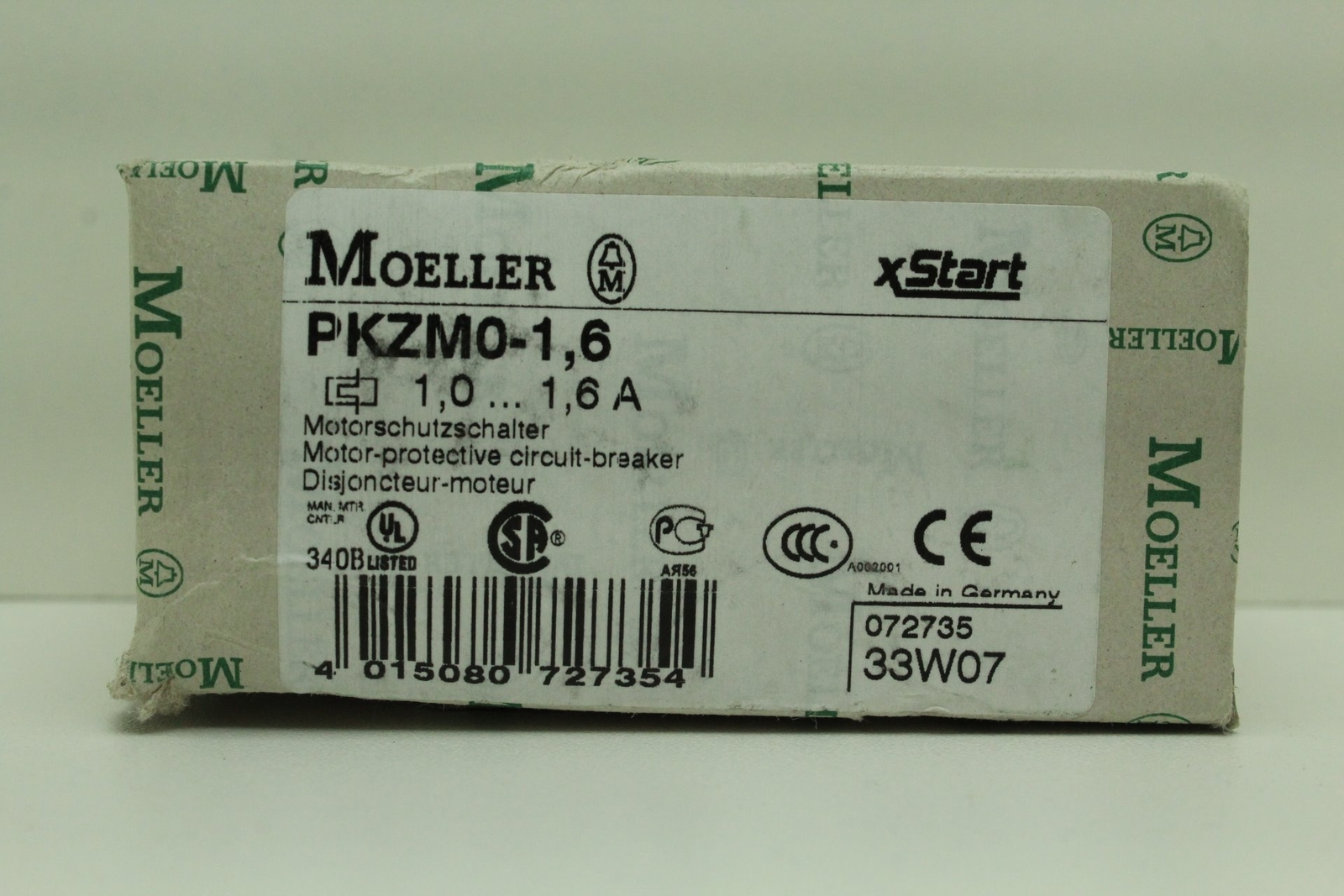 Moeller PKZM0-1.6 Motor Circuit Breaker 1.0-1.6 A “New & Original Packaging”