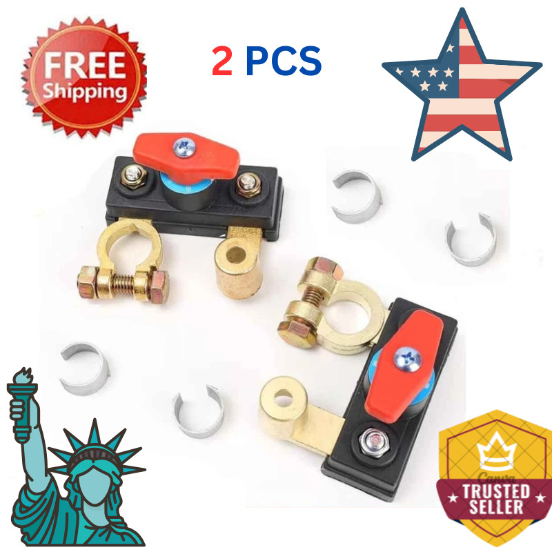 2Pcs Universal Battery Disconnect Switch 12V / 24V Cut Off Isolator for Cars RV